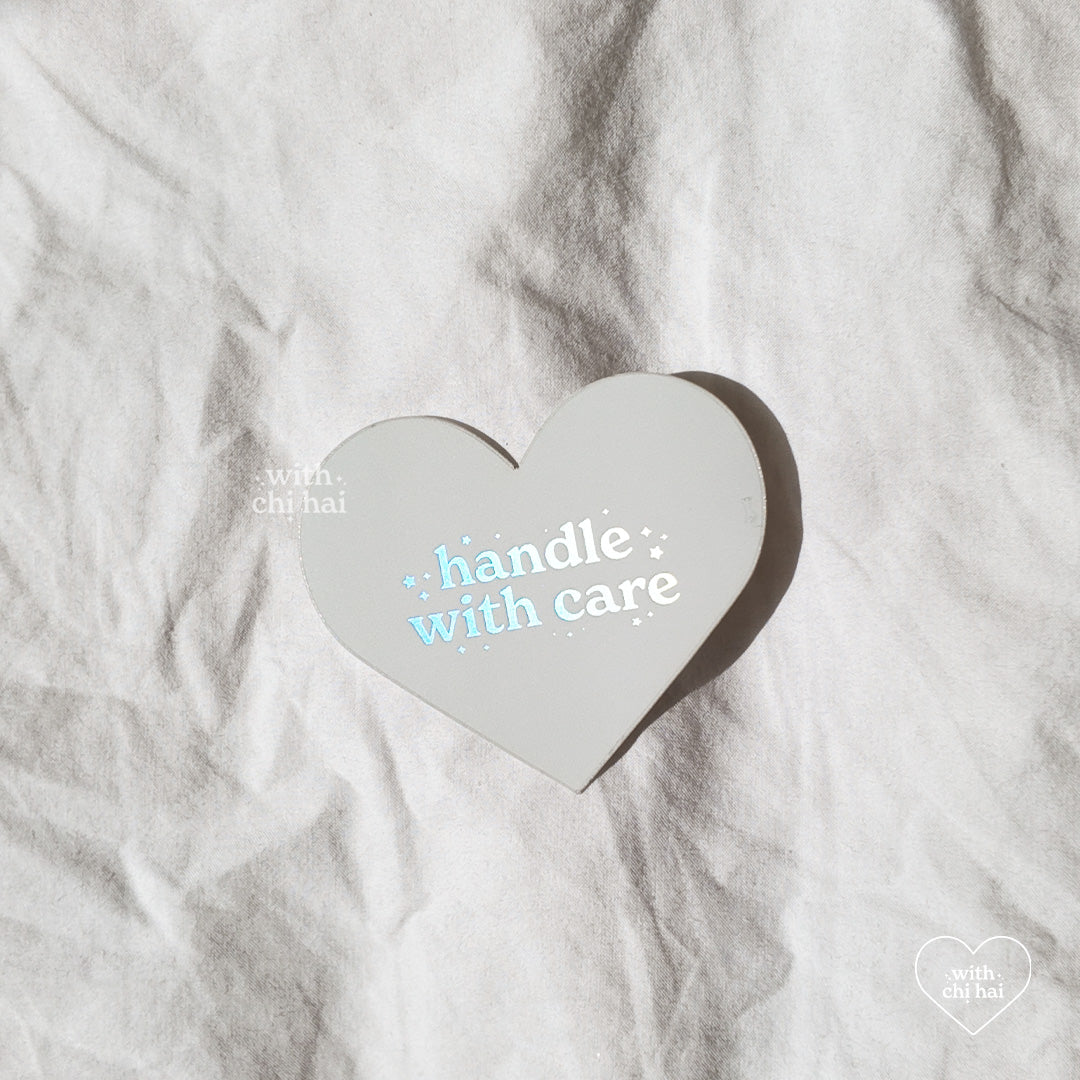 handle with care - holographic vinyl sticker