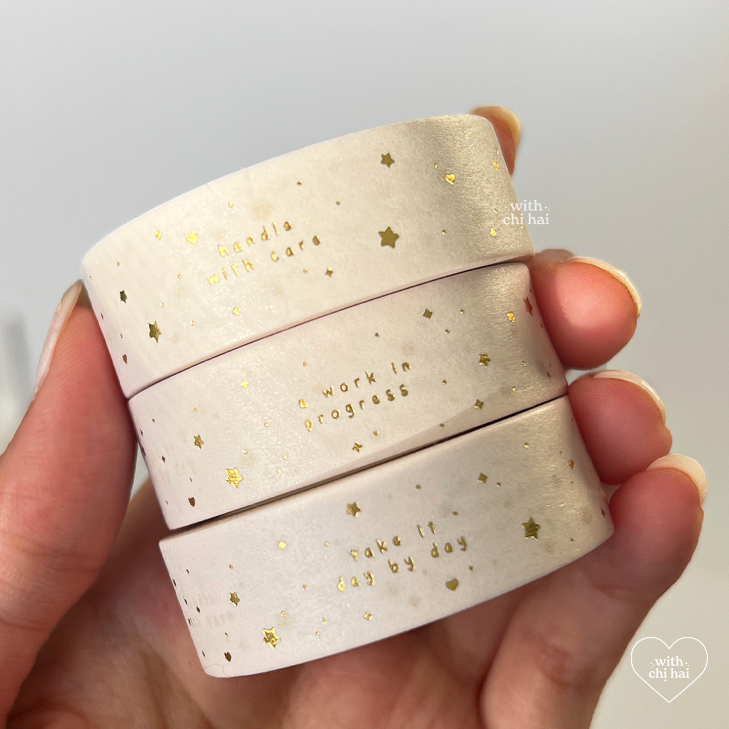 cozy words - gold foil washi tape