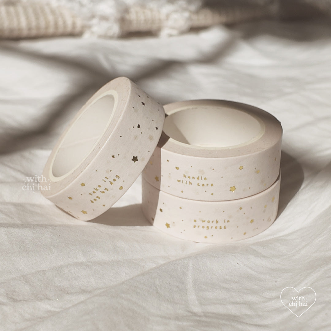 cozy words - gold foil washi tape