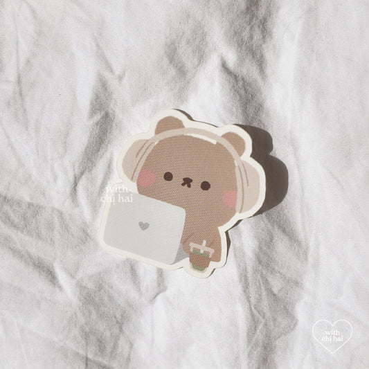 cafe bear - vinyl sticker