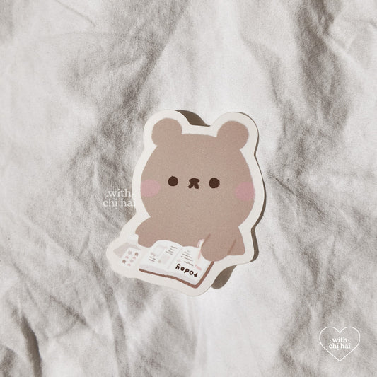 journaling bear - vinyl sticker